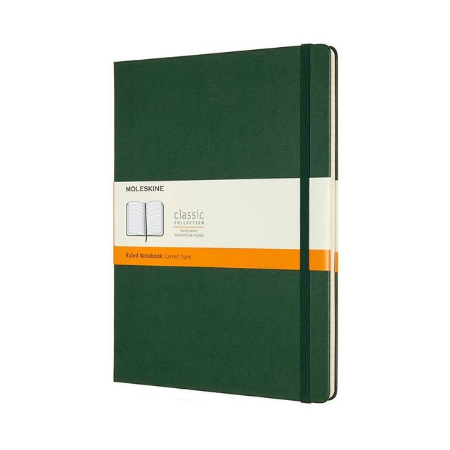 Moleskine Narrow Ruled Notebook 9.75x7.5 Hard Cover Classic Myrtle Green