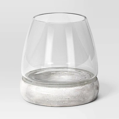 Small Round Glass with Cement Base Indoor Outdoor Terrarium  - Threshold