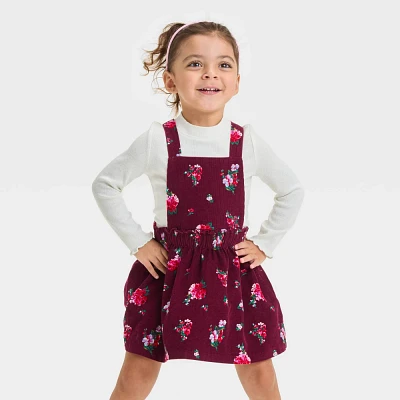 Toddler Girls Corduroy Long Sleeve Floral Skirtall