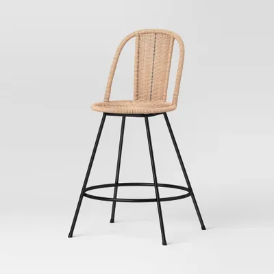 Olivine Rounded Back Woven Counter Height Barstool with Metal Legs Natural - Threshold