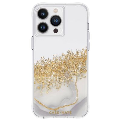 Case-Mate Apple iPhone 14 Pro Case- White/Gold Karat Marble