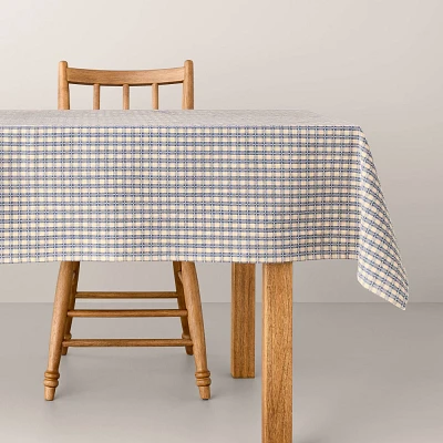 60x84 Textured Gingham Tablecloth Blue/Natural - Hearth & Hand with Magnolia