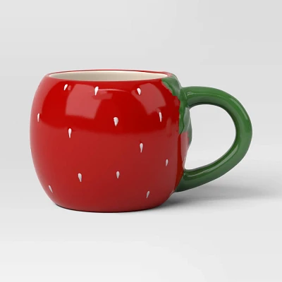 16oz Stoneware Figural Strawberry Mug Red - Room Essentials: Coffee Cup, Microwave & Dishwasher Safe, 16oz Capacity