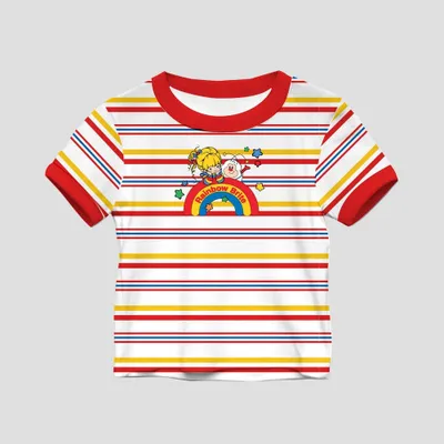 Girls Rainbow Brite Ringer Short Sleeve Graphic T-Shirt