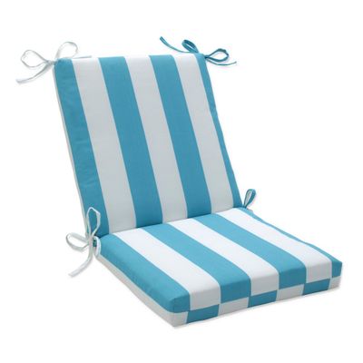 Cabana Stripe Outdoor Squared Edge Chair Cushion - Blue - Pillow Perfect