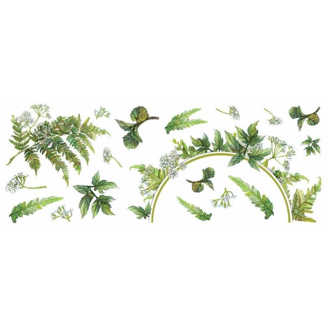 Fern Peel and Stick Decal with Circle Mirror - RoomMates: Modern Vinyl Wall Stickers, Self-Adhesive Botanical Decor