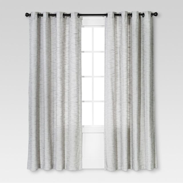 54x84 Light Filtering Diamond Weave Window Curtain Panel Gray - Threshold