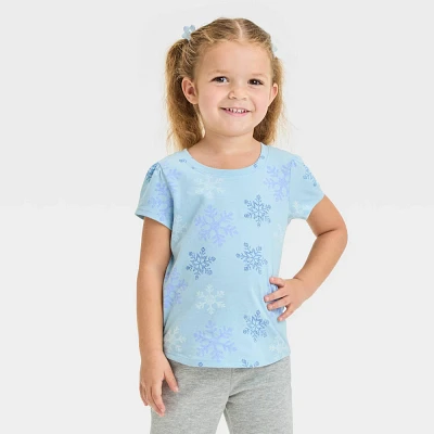 Toddler Girl Snowflake Printed Short Sleeve T-Shirt