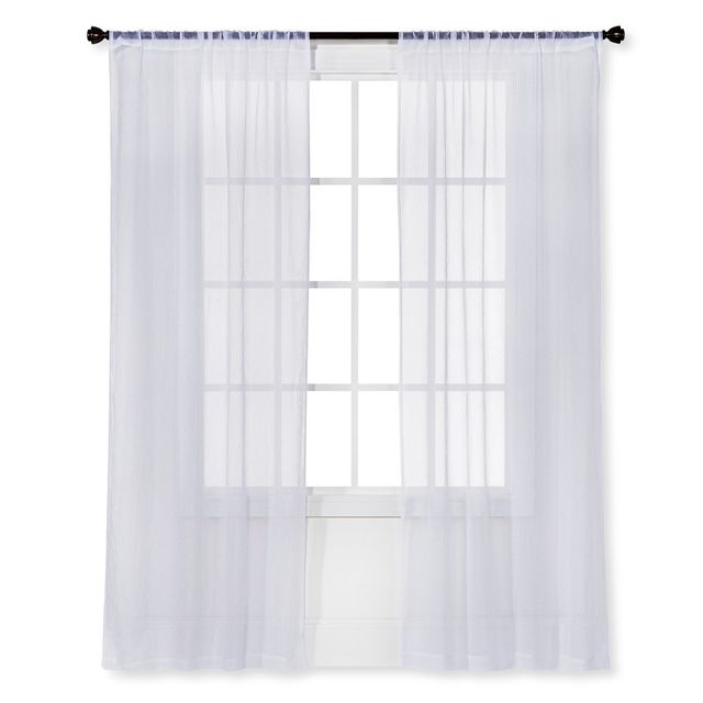 40x84 Sheer Crinkle Window Curtain Panel White - Room Essentials