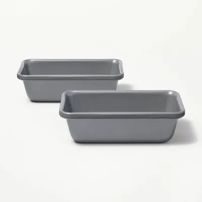 2pk Nonstick Mini Loaf Pan Gray - Figmint