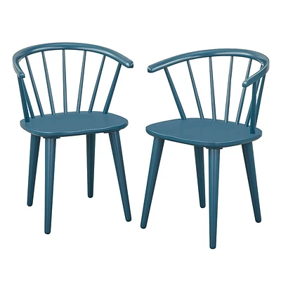 Buylateral Set of 2 Florence Contemporary Windsor Dining Chairs : Rubberwood Frame, Curved Back Design