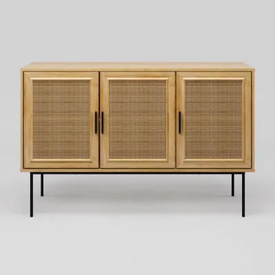 Emmet Sideboard Buffet with Cane Doors  - CorLiving: Mid-Century Modern, 47 Width, MDF