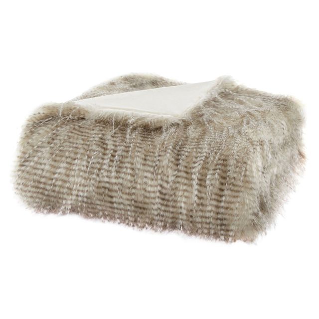 50x60 Adelaide Faux Fur Throw Blanket Natural - Madison Park