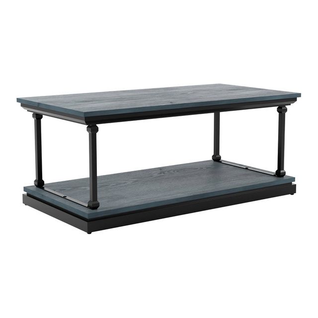 Tullymore Shelf Base Coffee Table: Industrial Style, Metal Frame, Open Storage - miBasics