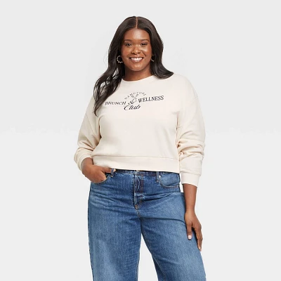 Womens Brunch and Wellness Cropped Fleece Graphic Sweatshirt