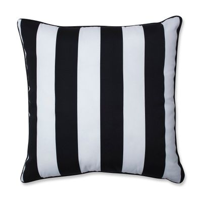 25 Cabana Stripe Floor Pillow Black - Pillow Perfect