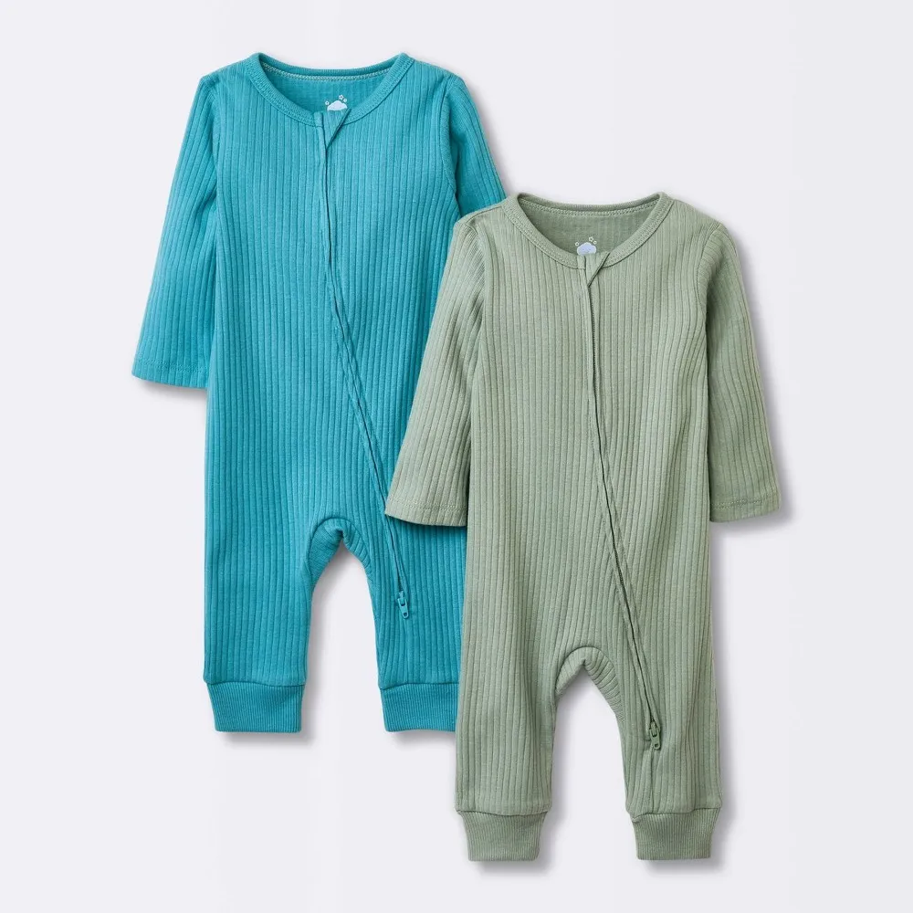 Ribbed Solid Short-sleeve Baby Romper