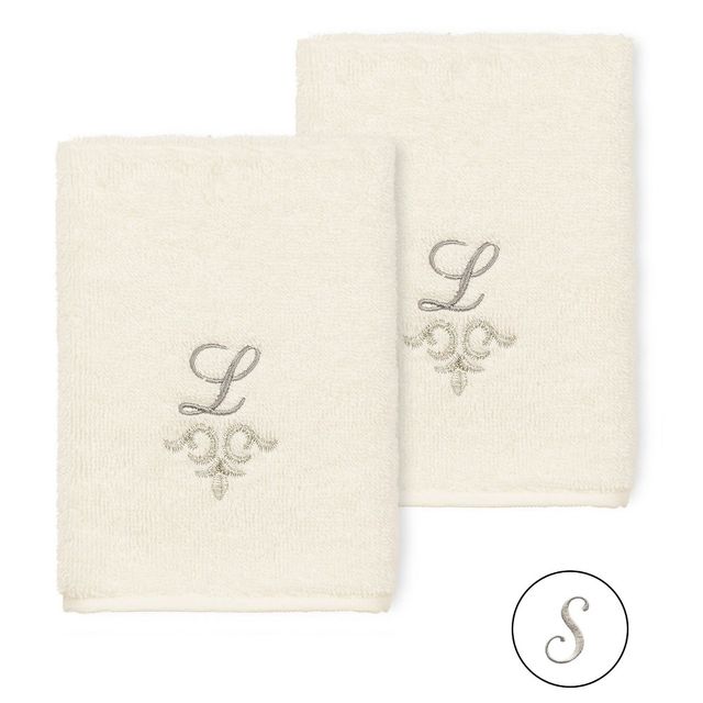 Set Of 2 Monogrammed Bath Towels Cream/k - Linum Home Textiles