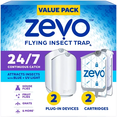 Zevo Indoor Flying Insect Trap Starter Kit for Fruit flies, Gnats, and House Flies - 4ct