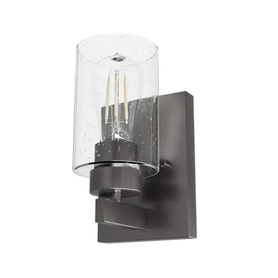 Hunter Fan Hartland Seeded Glass Sconce Wall Light Fixture : ETL Listed, 1-Light, Dimmable Cylinder Shade, Metal Body