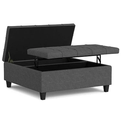 WyndenHall Elliot Large Square Coffee Table Storage Ottoman : Contemporary Design, Lift-Top, Polyester Upholstery