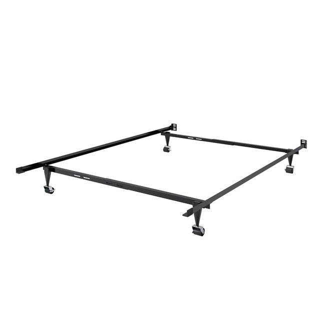 CorLiving Twin/Single or Full/Double Adjustable Metal Bed Frame: Steel Construction, Casters, Box Spring Required