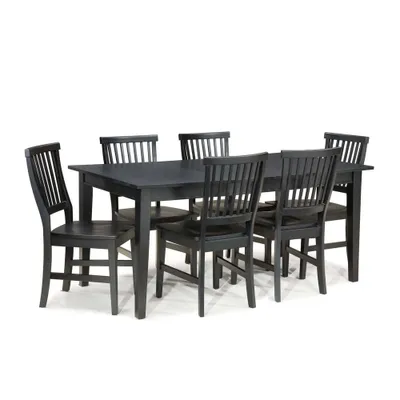 7pc Arts & Crafts Dining Set Black - Homestyles: Solid Wood, Seats Six, UPC 095385789053