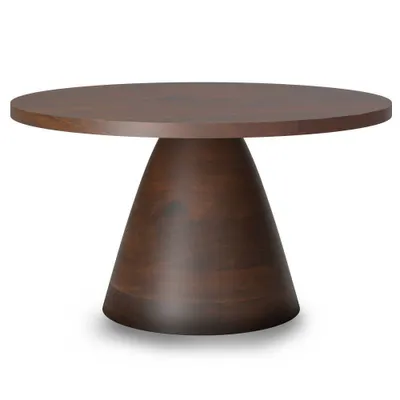 Millsap Round Coffee Table Walnut - WyndenHall: Solid Wood, Pedestal Base, Modern Style