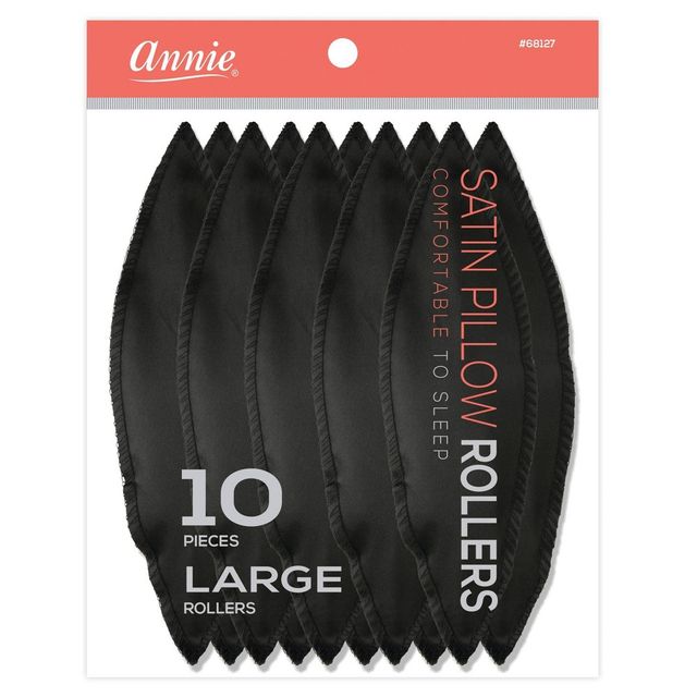 Annie International Satin Pillow Rollers - Black - 10ct