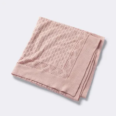 Seed Stitch Pointelle Baby Blanket - Dark Pink - Cloud Island