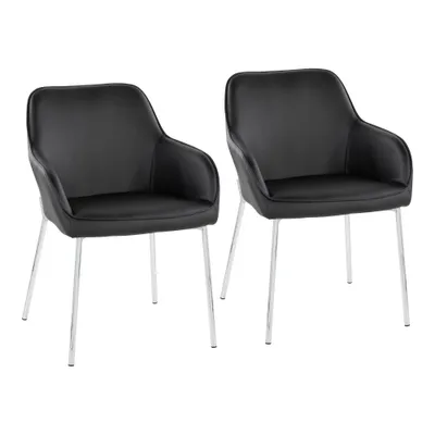 Set of 2 Daniella PU Leather/Steel Dining Chairs Chrome/ - LumiSource