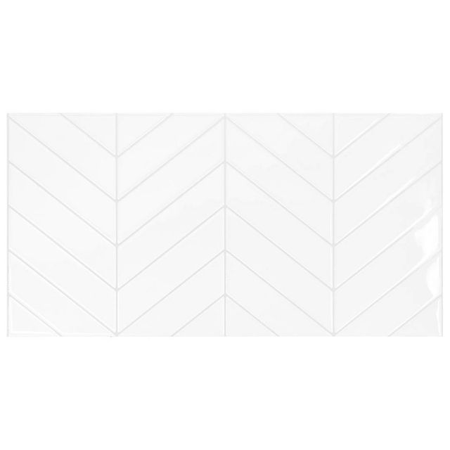 Smart Tiles 2pk Chevron XL Glossy Peel & Stick 3D Tile Paper Backsplash White