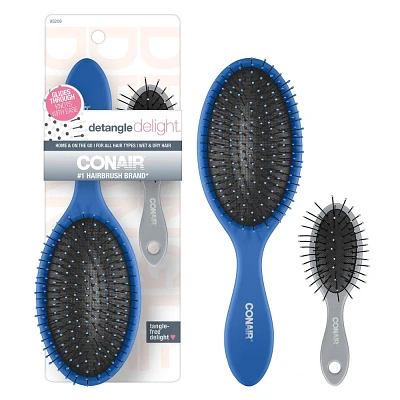 Conair Detangling Delight Cushion and Detangling Mini Cushion Value Pack Hair Brush - 2pk