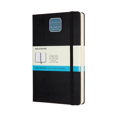 Moleskine Dot Notebook Expanded LG Hard Cover Black: 400 Pages Dotted Journal for Bullet Journaling & Art