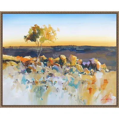 Amanti Art 28x23 Silverton View Trees by Craig Trewin Penny Framed Canvas Wall Art Print Bronze : Modern Style, Polystyrene Frame