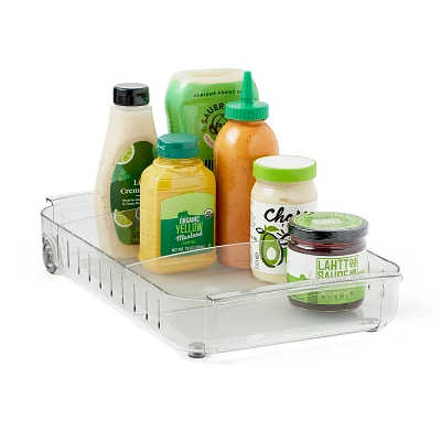 YouCopia 9x15 BPA-Free Plastic RollOut Fridge Caddy - Clear: Refrigerator Organizer, Multi-Compartments, Freestanding