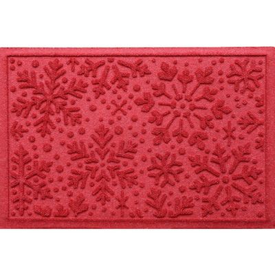 Bungalow Flooring 18x26 WaterHog Snowflake Doormat Solid Red: Winter Indoor Outdoor Mat, Fade & Weather Resistant