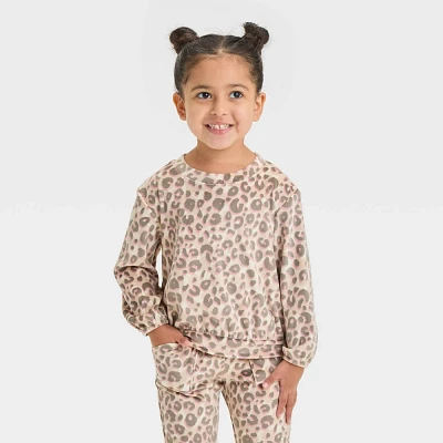 Toddler Girl Printed Velour Sweathirt