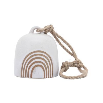 4 Ceramic Rainbow Hanging Bell White/Beige - Sagebrook Home