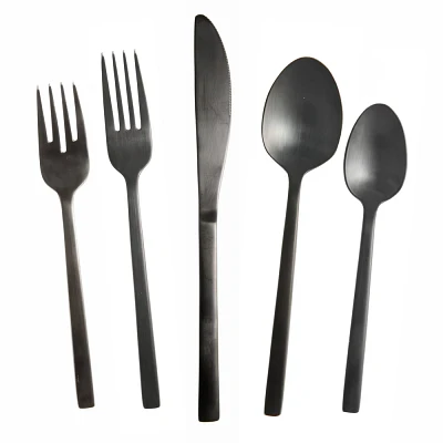 Fortessa Tableware Solutions 20pc Arezzo Brushed Flatware Set Black