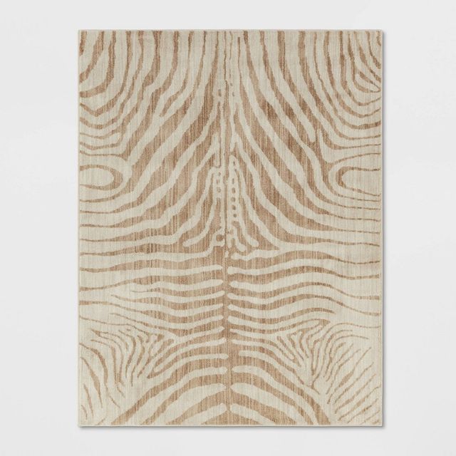 10x13 Zebra Stripe Woven Area Rug Cream - Threshold