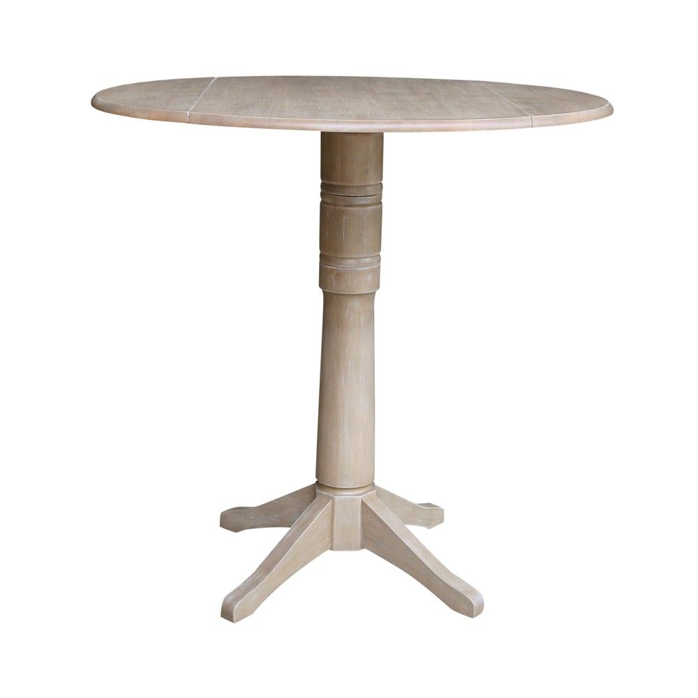 International Concepts  Alexandra Round Dual Pedestal Bar Height Dining Table with Leaves