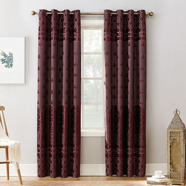 84x50 Elidah Bonded Velvet Blackout Grommet Curtain Panel Red - Sun Zero