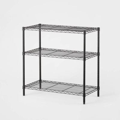 3 Tier Wide Wire Shelving Black - Brightroom