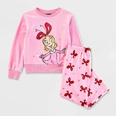 Toddler Girls The Grinch Christmas Collection Cindy Lou Who 2pc Velour Top & Bottom Set