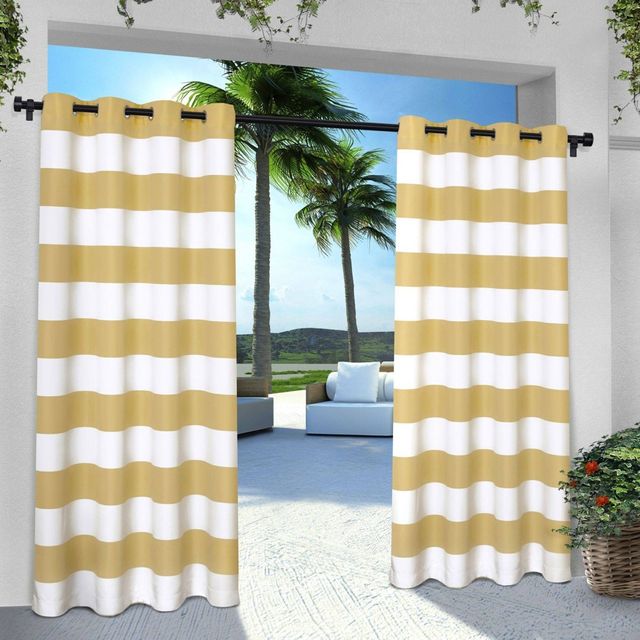 Indoor/Outdoor Cabana Stripe Grommet Top Window Curtain Panel Pair Sundress (54x96) Exclusive Home
