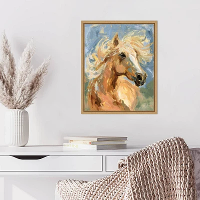 Amanti Art 16x20 Palomino in the Wind I by Victoria Barnes Framed Canvas Wall Art Print