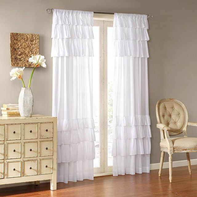 84x50 Ariana Anna Oversized Ruffle Curtain Panel White