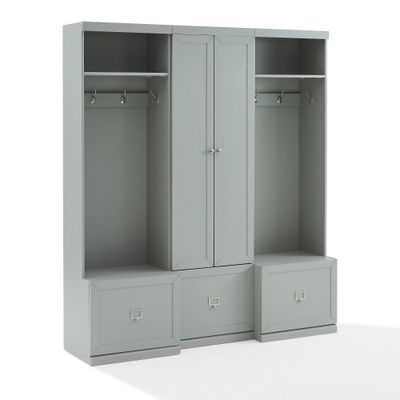 3pc Harper Entryway Set with Pantry Closet and 2 Hall Trees Gray - Crosley