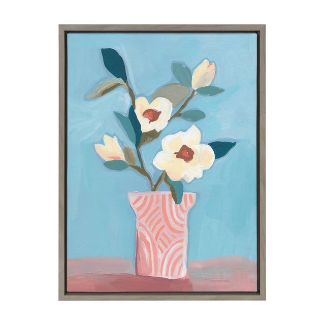 Kate  Laurel All Things Decor 18 x 24 Sylvie Magnolia Blooms Framed Canvas  by Kate Aurelia Holloway Gray Kate  Laurel All Things Decor  Connecticut Post Mall
